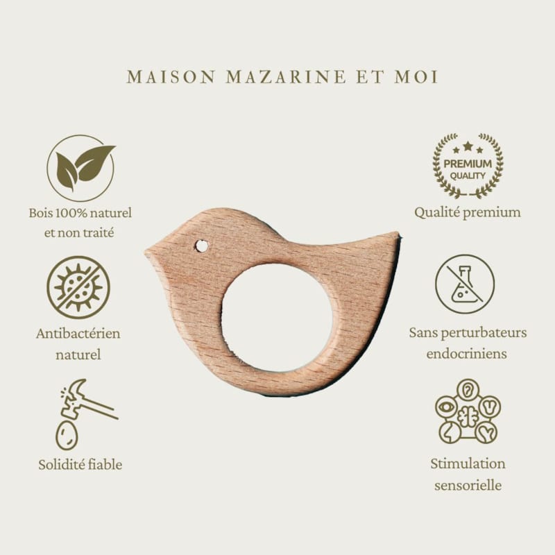 Anneau dentition bois à rayures (Maison Mazarine Et Moi) - Image 3