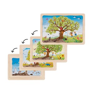 Puzzle à 4 étages en bois : cycle de l'a
