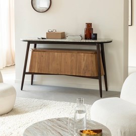Buffet bois acacia et marbre