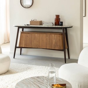 Buffet bois acacia et marbre
