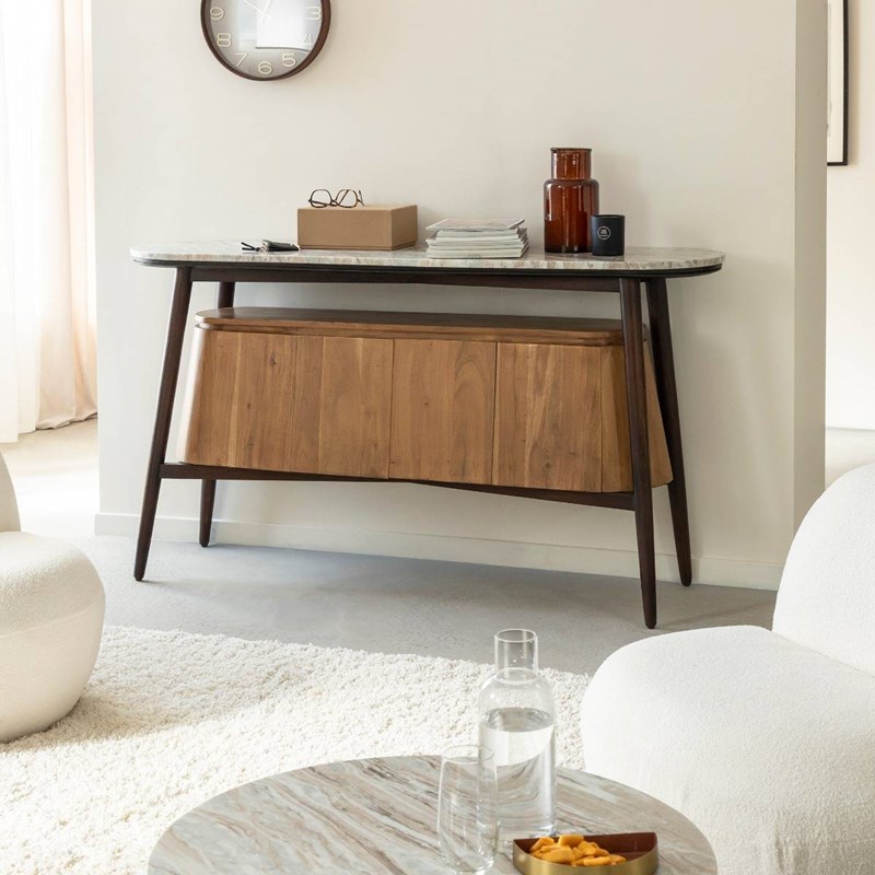 Buffet bois acacia et marbre