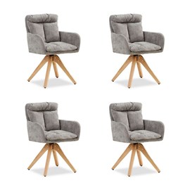 Lot 4 chaises oeuf modernes lin gris