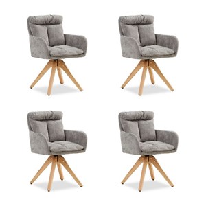 Lot 4 chaises oeuf modernes lin gris