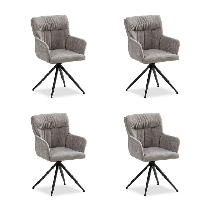 Homestyle4u - Lot 4 chaises oeuf modernes lin gris