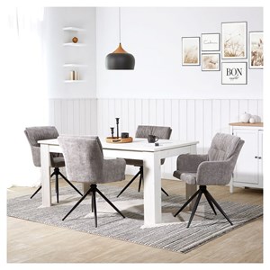 Lot 4 chaises oeuf modernes lin gris