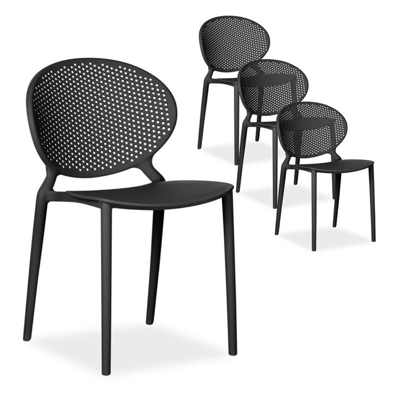 Homestyle4u - Lot 4 chaises de jardin modernes noir