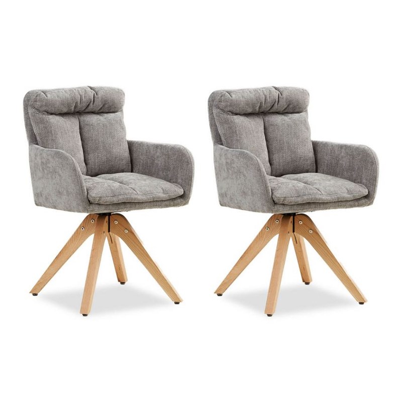 Homestyle4u - Lot 2 chaises oeuf modernes lin gris