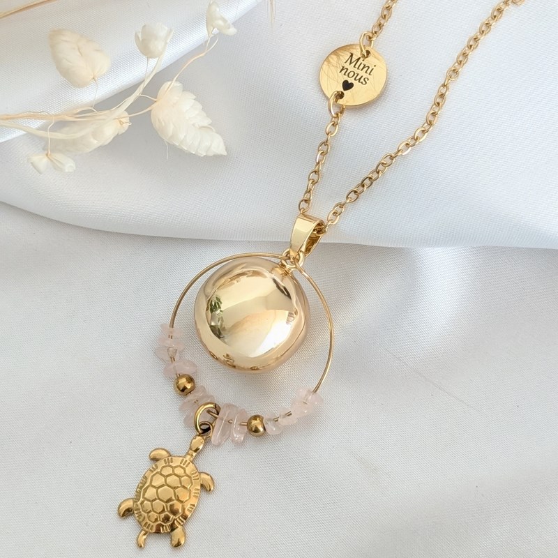 Bola de grossesse tortue quartz rose