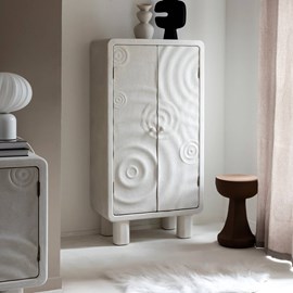 Armoire bois effet béton blanc