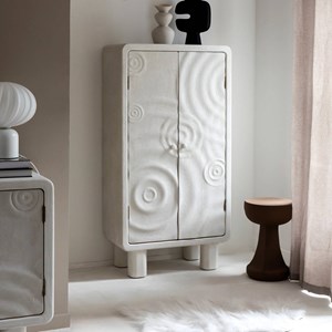 Armoire bois effet béton blanc