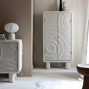 Armoire bois effet béton blanc