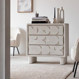 Commode bois effet béton blanc