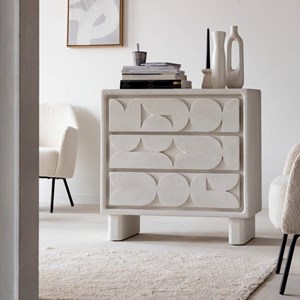 Commode bois effet béton blanc