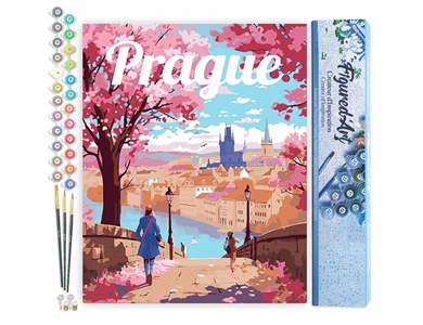 Affiche de voyage prague en fleurs