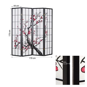 Paravent bois 4 pans noir