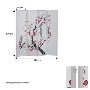 Paravent bois 4 pans blanc