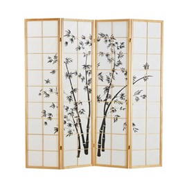 Paravent bois 4 pans bambou clair