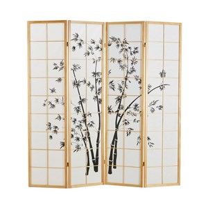Paravent bois 4 pans bambou clair