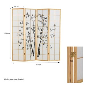 Paravent bois 4 pans bambou clair