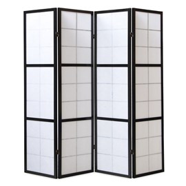Paravent bois 4 pans noir