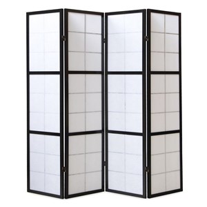 Paravent bois 4 pans noir