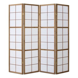 Paravent bois 4 pans marron