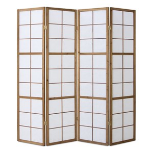 Paravent bois 4 pans marron