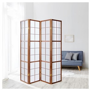 Paravent bois 4 pans marron