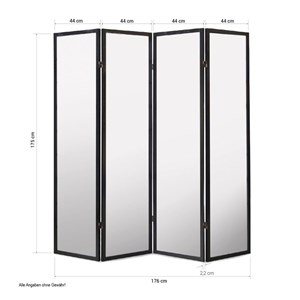 Paravent bois 4 pans marron