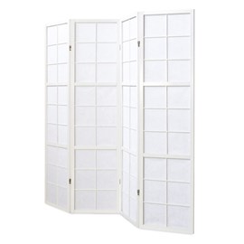 Paravent bois 4 pans blanc