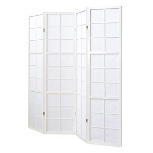 Paravent bois 4 pans blanc