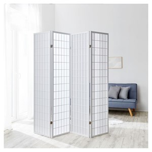 Paravent bois 4 pans shoji blanc