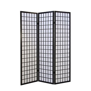 Paravent bois 3 pans shoji noir pliable