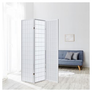 Paravent bois 3 pans shoji blanc pliable