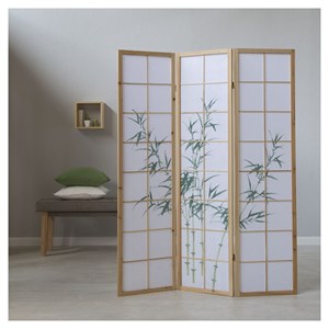 Paravent bois 3 pans bambou clair