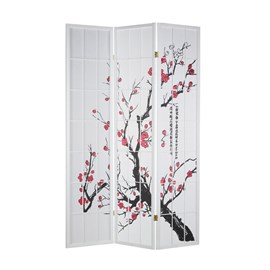 Paravent bois 3 pans blanc