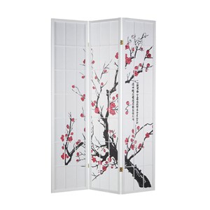 Paravent bois 3 pans blanc