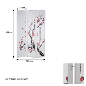 Paravent bois 3 pans blanc