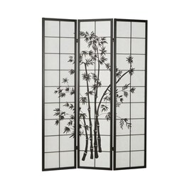 Paravent bois 3 pans bambou noir