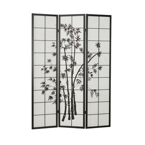 Paravent bois 3 pans bambou noir