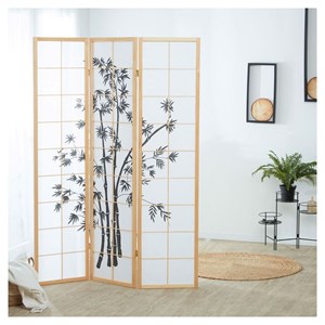 Paravent bois 3 pans bambou clair