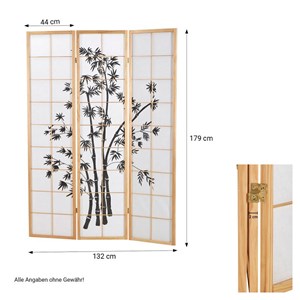 Paravent bois 3 pans bambou clair