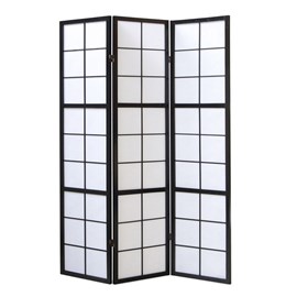 Paravent bois 3 pans noir