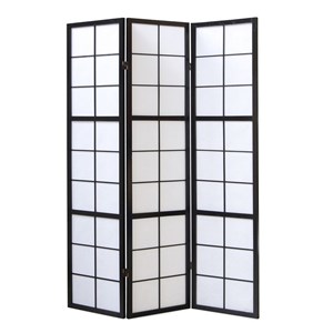 Paravent bois 3 pans noir