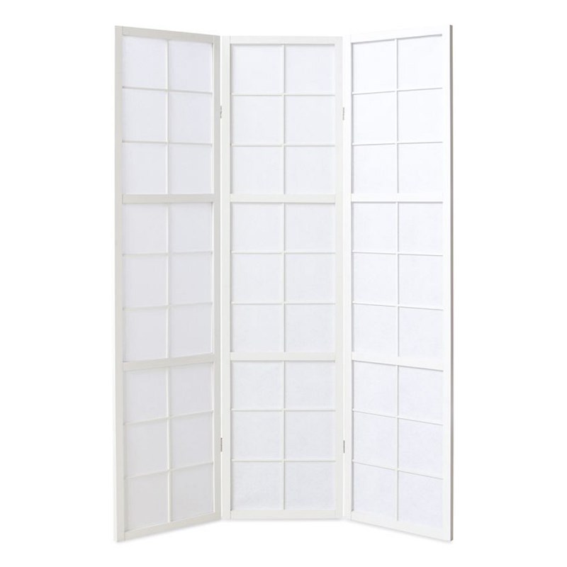 Paravent bois 3 pans blanc