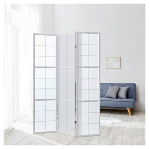 Paravent bois 3 pans blanc