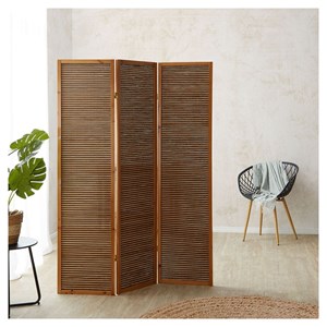 Paravent bois 3 pans bambou marron