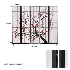Paravent 5 pans shoji cerisier