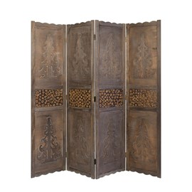 Paravent 4 pans bois marron