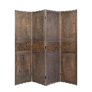 Paravent 4 pans bois marron